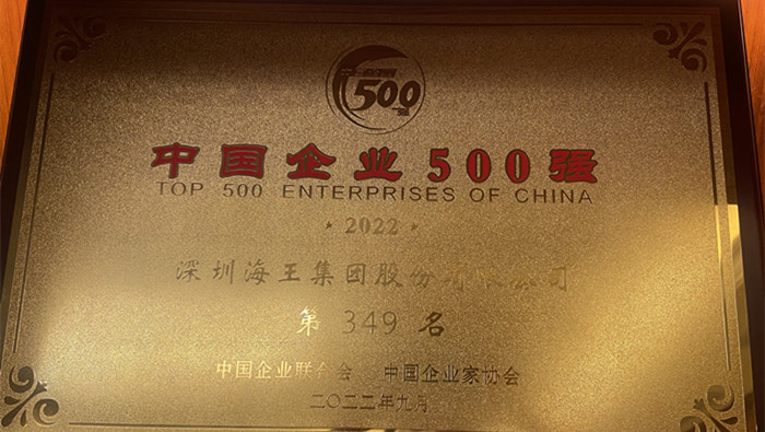 海王集團(tuán)位列2022中國(guó)企業(yè)500強(qiáng)第349位、2022中國(guó)民營(yíng)企業(yè)500強(qiáng)第155位 